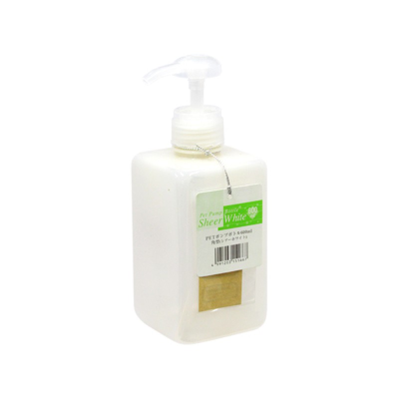 Pump Bottle Square Shape White 600ml