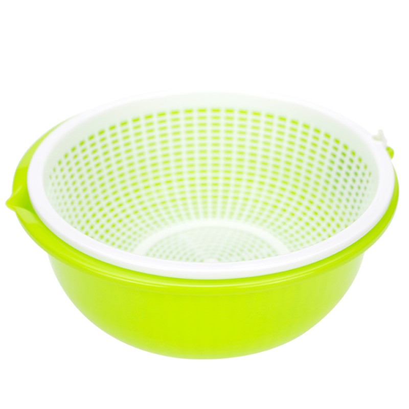 Plastic Beans Bowl & Strainer Set 650ml- Neon Green