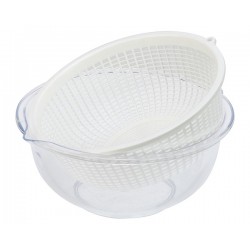 Plastic Beans Bowl & Strainer Set 650ml- Clear