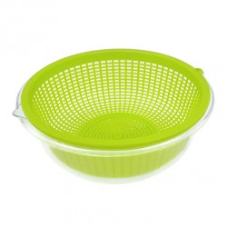 Plastic Beans Bowl & Strainer Set Clear / Neon Green